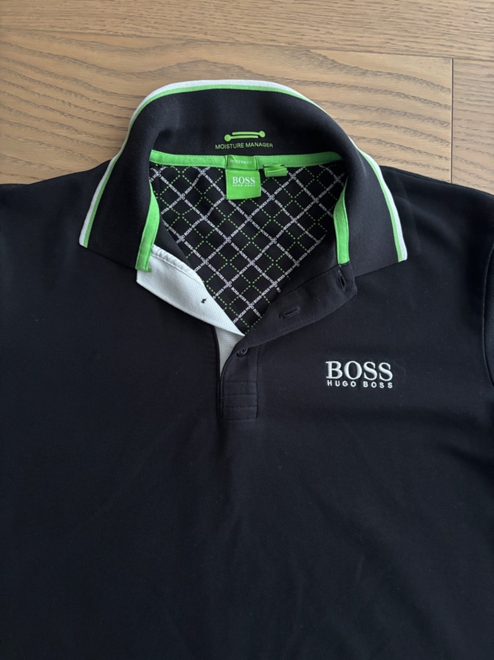 BOSS Black Polo with Lime Accent - Picture 2 of 4
